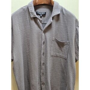Rustic Souls Shirt Mens XL Gray Waffle Knit Short Sleeve Button Front Casual